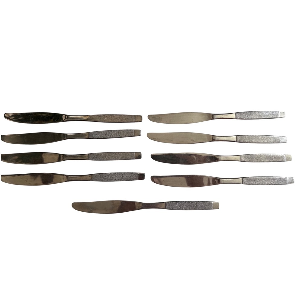 Wallace Silver Montisi Stainless Dinner Knives Set of 9 Textured Glossy Taiwan